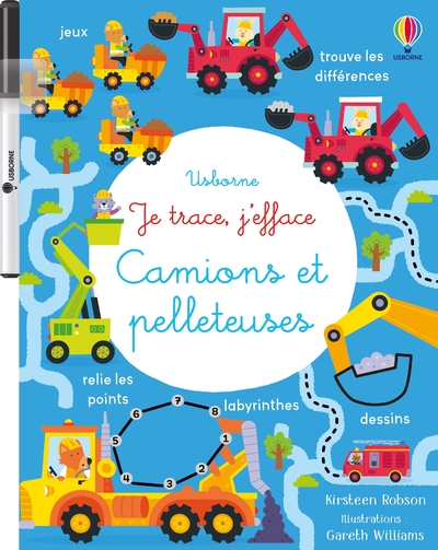 CAMIONS ET PELLETEUSES - JE TRACE, J'EFFACE - DES 3 ANS