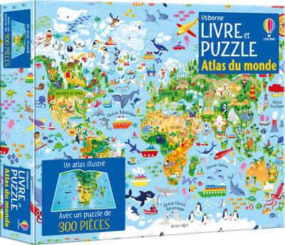 ATLAS DU MONDE - COFFRETS LIVRE ET PUZZLE (300 PIECES) - DES 7 ANS