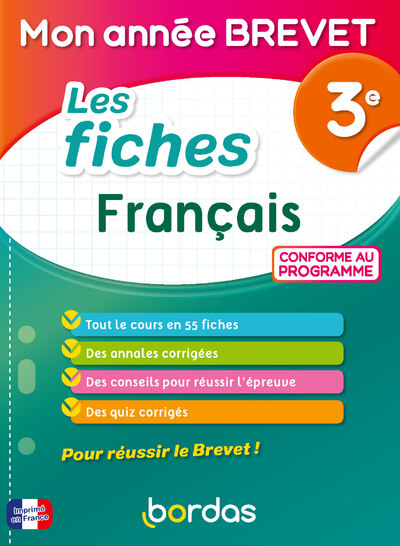 MON ANNEE BREVET LES FICHES FRANCAIS 3E