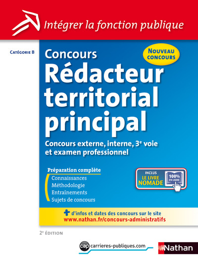 CONCOURS REDACTEUR TERRITORIAL PRINCIPAL CATEGORIE B INTEGRER LA FONCTION PUBLIQUE