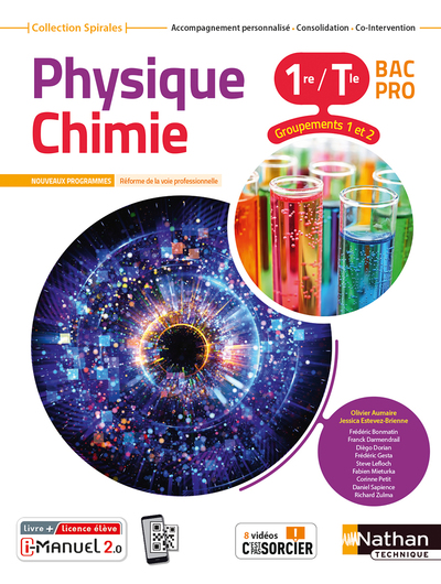 PHYSIQUE-CHIMIE 1RE/TERM BAC PRO - GROUPEMENTS 1/2 (MANUEL) - (SPIRALES) LIVRE + LICENCE ELEVE