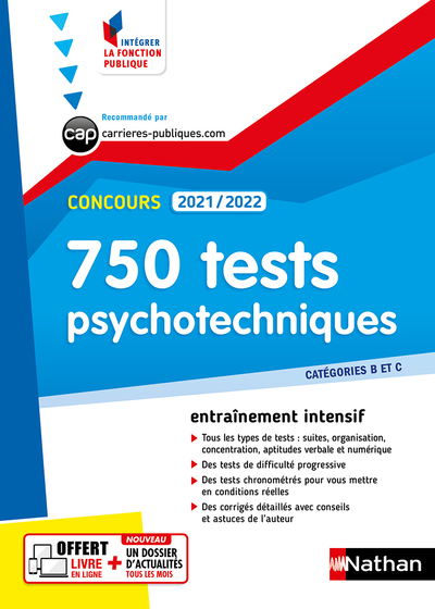 750 TESTS PSYCHOTECHNIQUES - CONCOURS 2021/2022 - CATEGORIES B ET C N°43 (IFP) - 2021