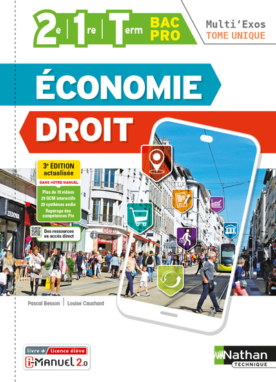 ECONOMIE DROIT - 2E-1RE-TERM - TOME UNIQUE BAC PRO (MULTI'EXOS)  LIVRE + LICENCE ELEVE  -  2022