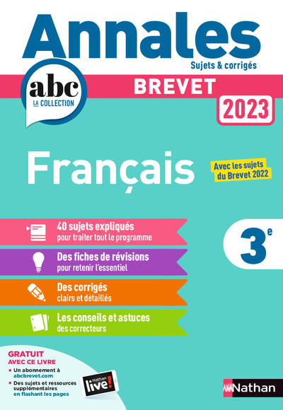 ANNALES BREVET 2023 - FRANCAIS CORRIGES