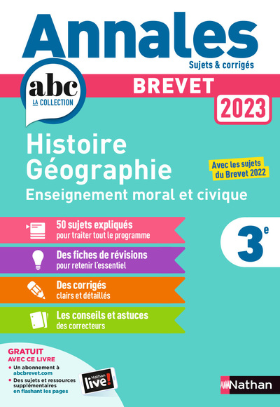 ANNALES BREVET 2023 - HISTOIRE GEOGRAPHIE ENSEIGNEMENT MORAL ET CIVIQUE CORRIGES