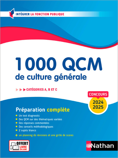 1 000 QCM DE CULTURE GENERALE - CATEGORIES A, B, C - 2024-2025 - N 28