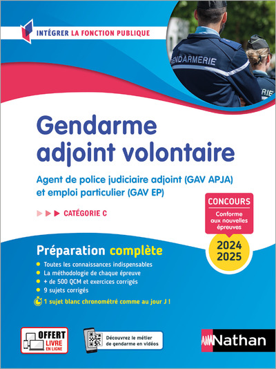 GENDARME ADJOINT VOLONTAIRE - TOUT EN UN - INTEGRER LA FONCTION PUBLIQUE - 2024/2025 - EPUB