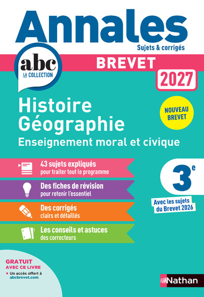 ANNALES BREVET HISTOIRE GEOGRAPHIE ENSEIGNEMENT MORAL ET CIVIQUE 2027 - CORRIGE