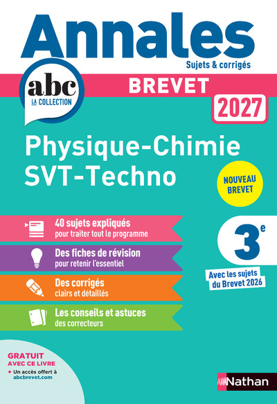 ANNALES BREVET PHYSIQUE CHIMIE - SVT - TECHNO 2027  - CORRIGE