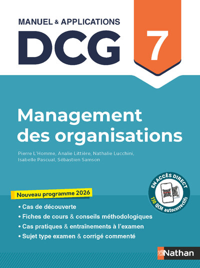 MANAGEMENT DES ORGANISATIONS - DCG - EPREUVE 7 - MANUEL ET APPLICATIONS     2026