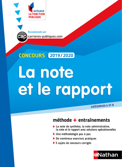 LA NOTE ET LE RAPPORT 2019/2020 - CATEGORIES A ET B - NUMERO 26 (INTEGRER LA FONCTION PUBLIQUE)
