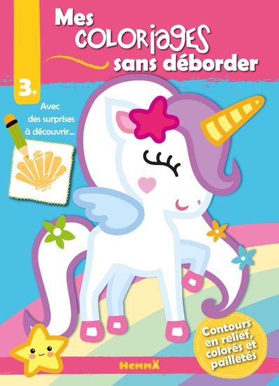 MES COLORIAGES SANS DEBORDER (LICORNE FOND BLEU)
