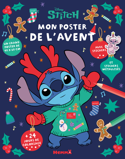 DISNEY STITCH - MON POSTER DE L'AVENT - 24 JOURS DE COLORIAGE - UN GRAND POSTER DE 40X60CM - AVEC ST
