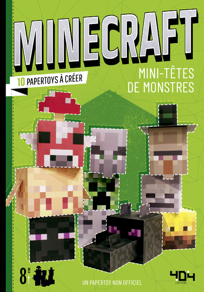 MINECRAFT     10 PAPERTOYS MINI-TETES DE MONSTRES